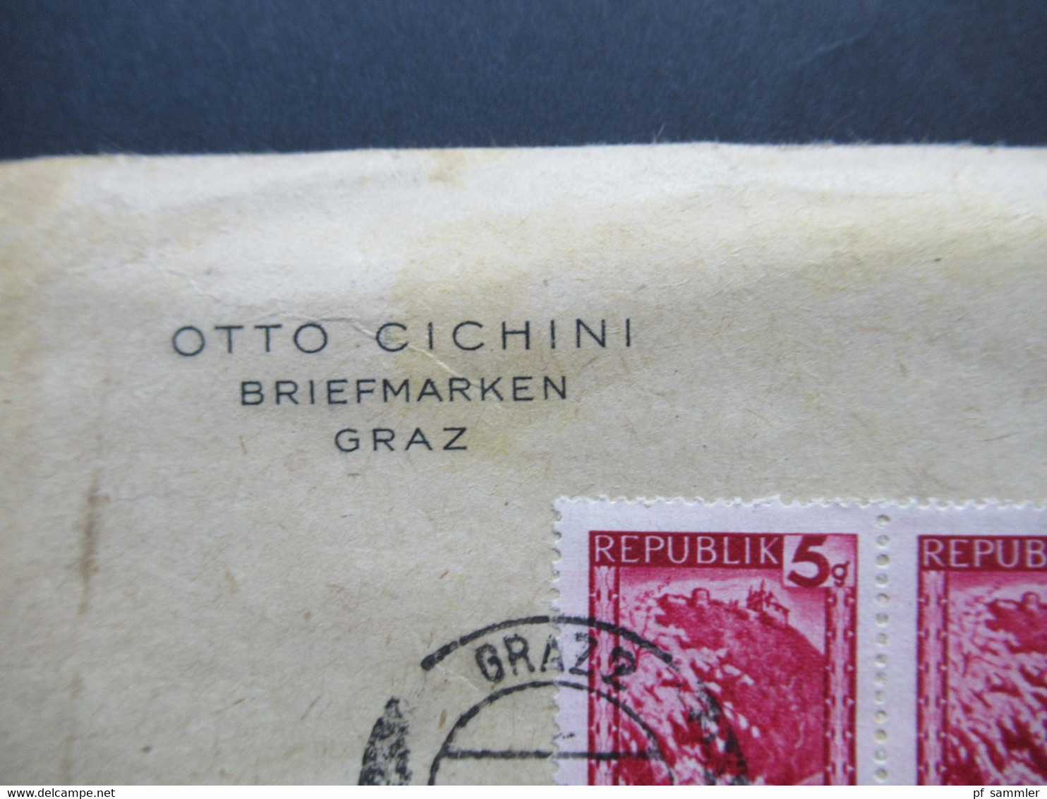 9.1.1946 Landschaften Nr. 738 (3) Und 739 (3) Randstücke Aptierter Stempel Graz 2 Umschlag Otto Cichini Briefmarken - Lettres & Documents