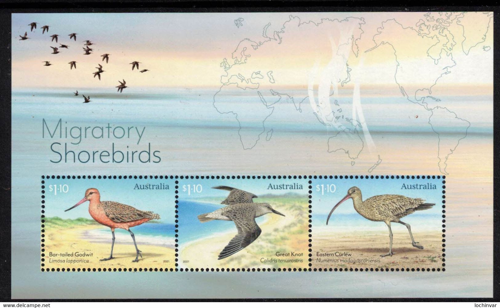 AUSTRALIA, 2021 MIGRATORY SHORE BIRDS MINISHEET MNH - Ongebruikt