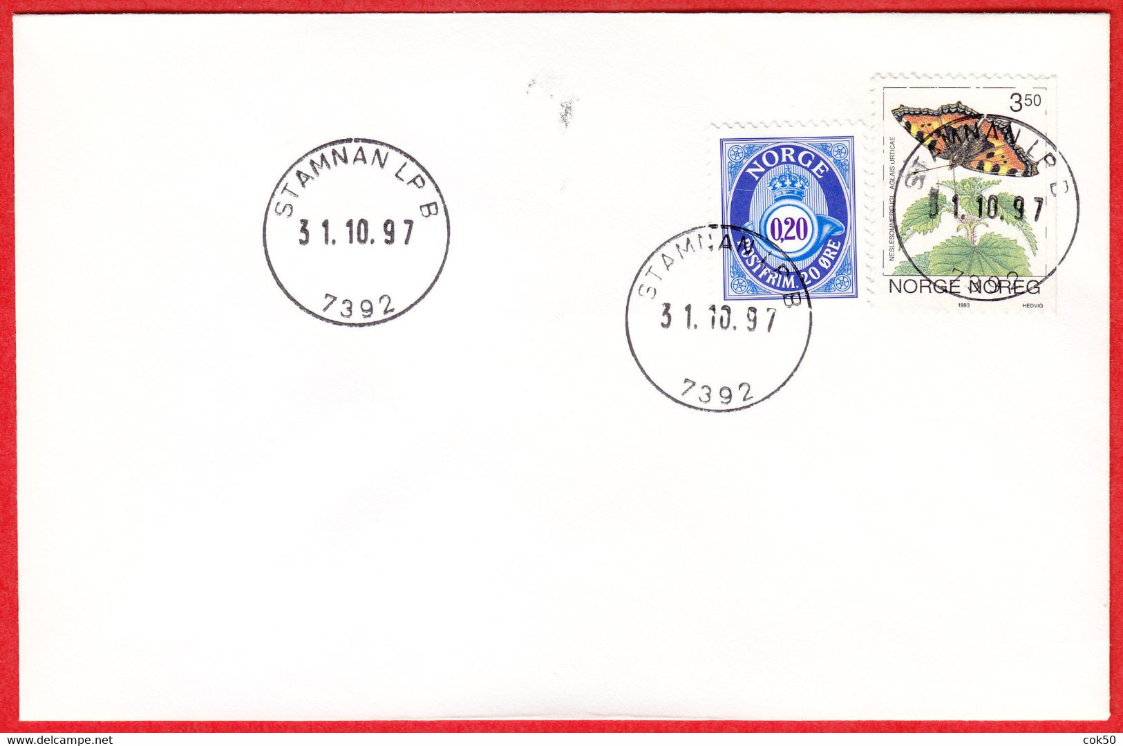 NORWAY -  7392 STAMNAN LP B (Trøndelag County) - Last Day/postoffice Closed On 1997.10.31 - Emisiones Locales