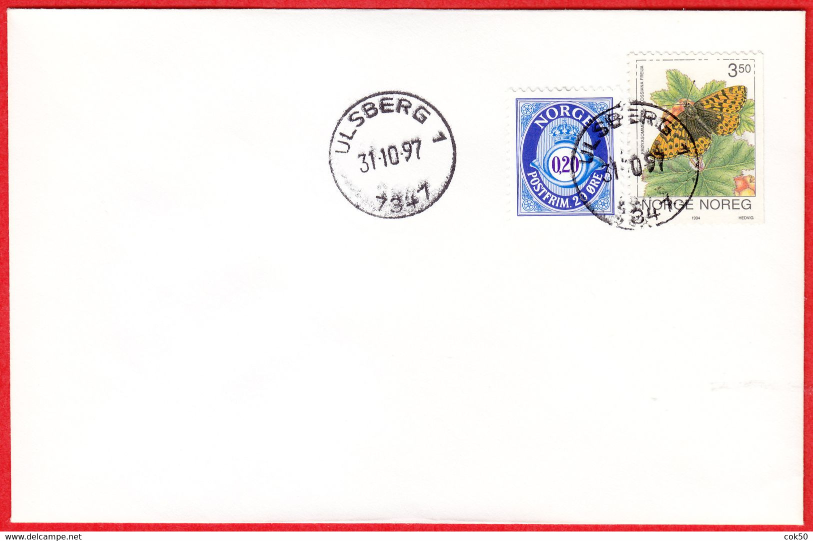 NORWAY -  7347 ULSBERG 1 (Trøndelag County) - Last Day/postoffice Closed On 1997.10.31 - Local Post Stamps
