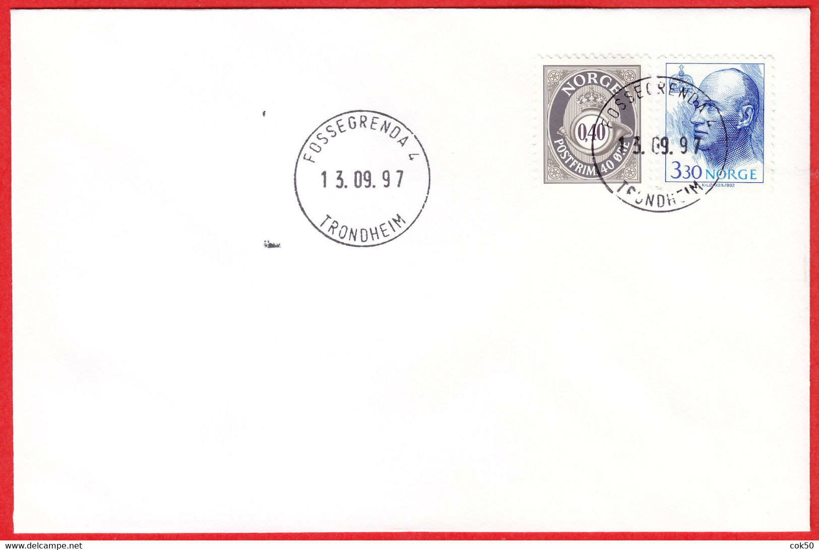 NORWAY -  FOSSEGRENDA 4 - TRONDHEIM (Trøndelag County) - Last Day/postoffice Closed On 1997.09.13 - Local Post Stamps