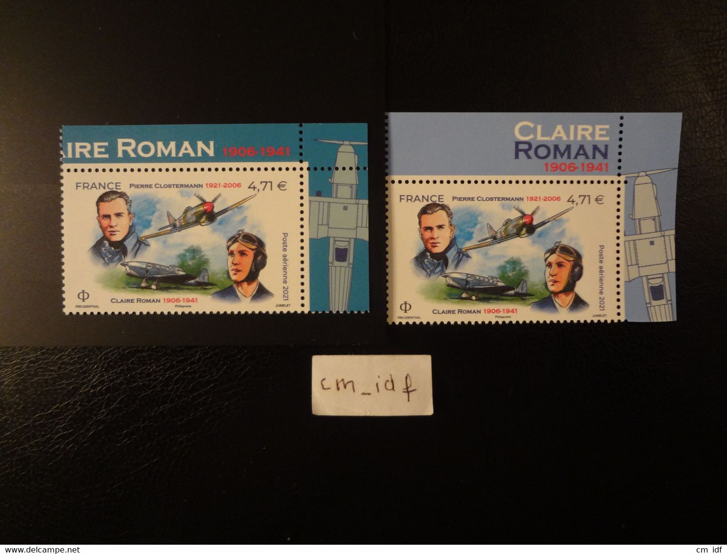 FRANCE 2021 PA 85 + PA 85A POSTE AERIENNE CLAIRE ROMAN - PIERRE CLOSTERMANN PAIRE ISSUE DE FEUILLE DE 10 TP ET DE 12 TP - 1960-.... Postfris