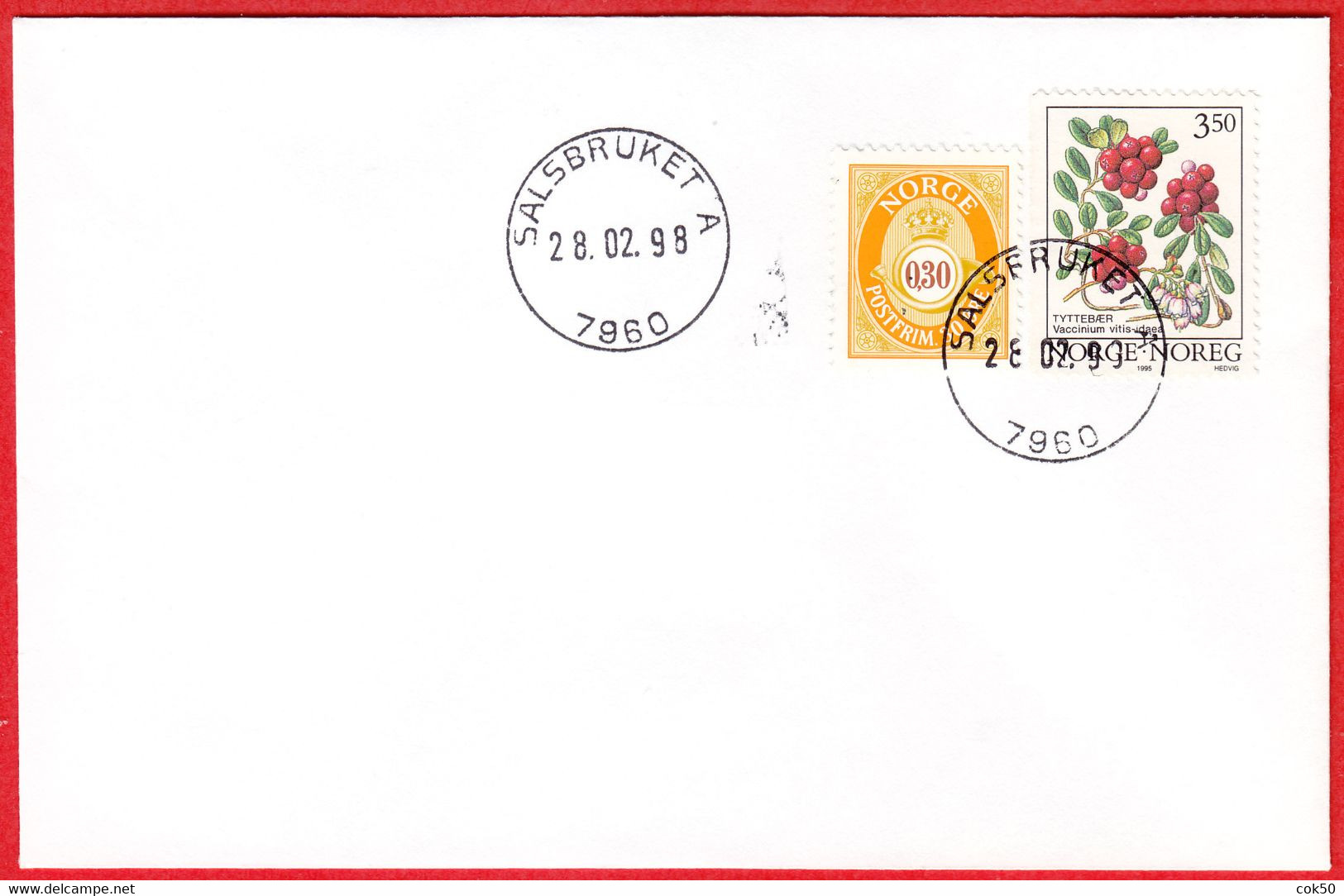 NORWAY -  7960 SALSBRUKET A (Trøndelag County) - Last Day/postoffice Closed On 1998.02.28 - Local Post Stamps