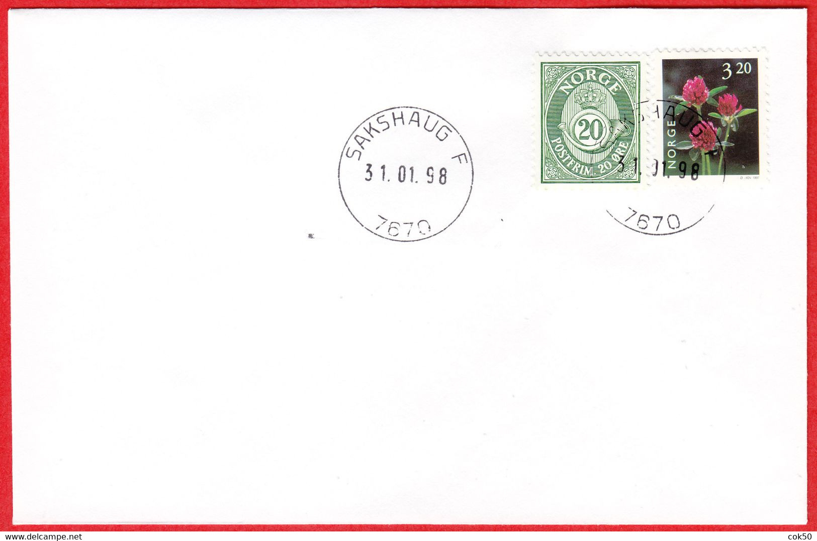 NORWAY -  7670 SAKSHAUG F (Trøndelag County) - Last Day/postoffice Closed On 1998.01.31 - Local Post Stamps