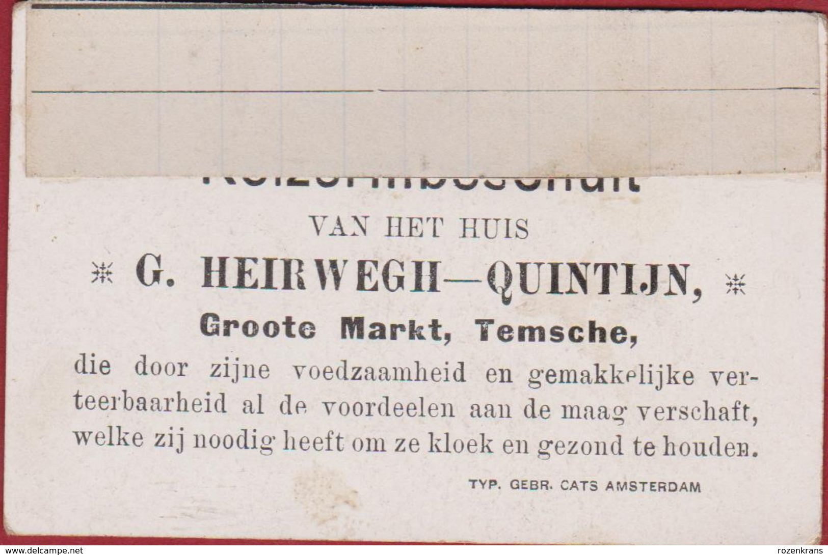 Chromo Huis G. Heirwegh Quintijn Groote Markt Temse Temsche Reclame Publicite  Folklore Holland Marken - Other & Unclassified