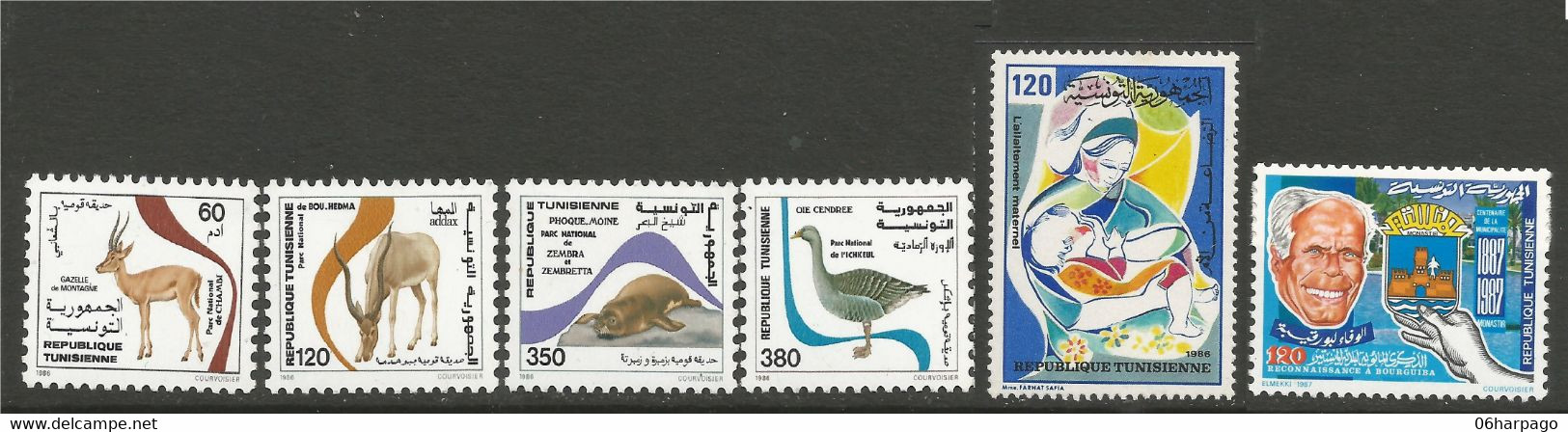 Tunisie 132 - 1986 N°1072 à 1077 - Tunisia