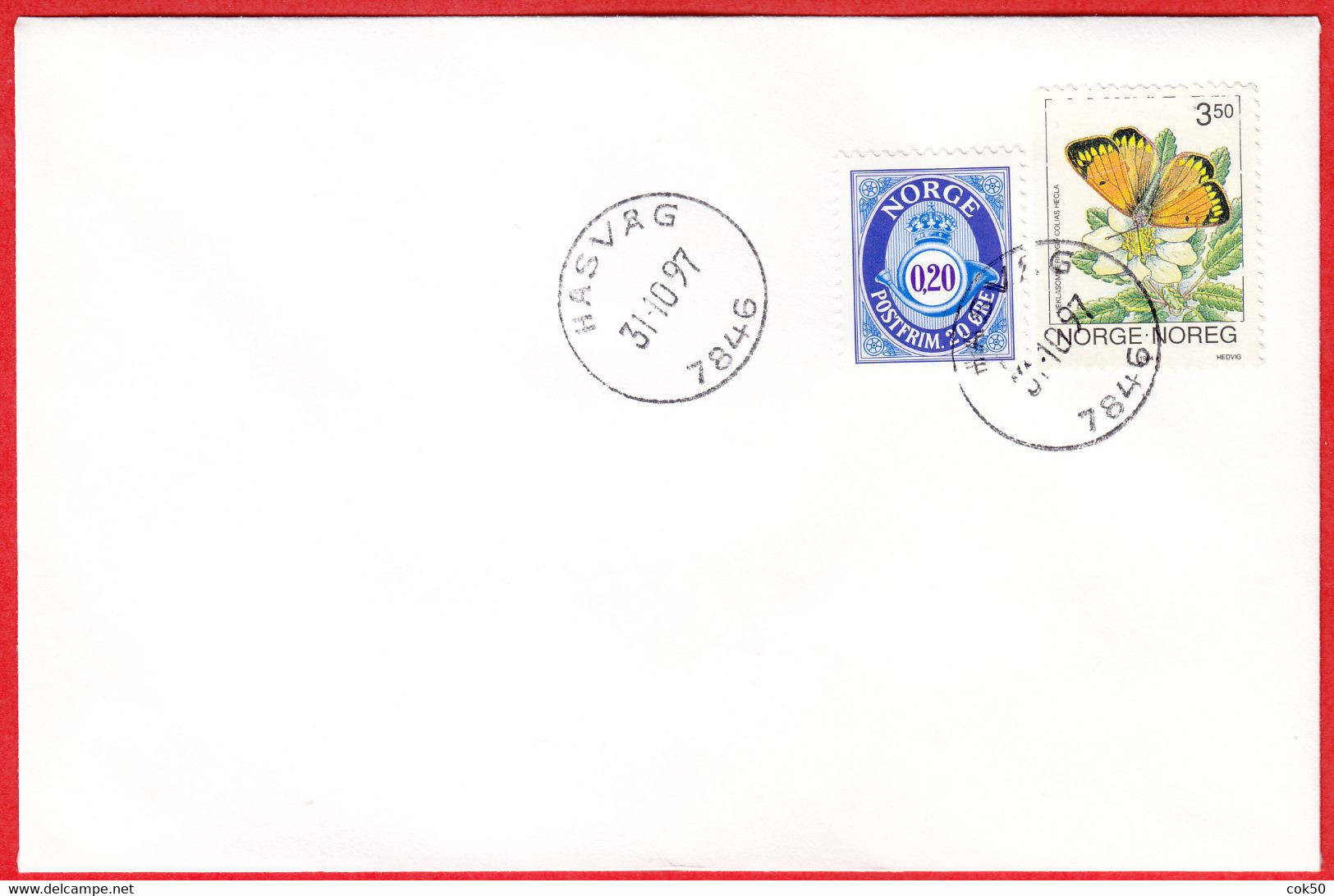 NORWAY -  7846 HASVÅG (Trøndelag County) - Last Day/postoffice Closed On 1997.10.31 - Local Post Stamps