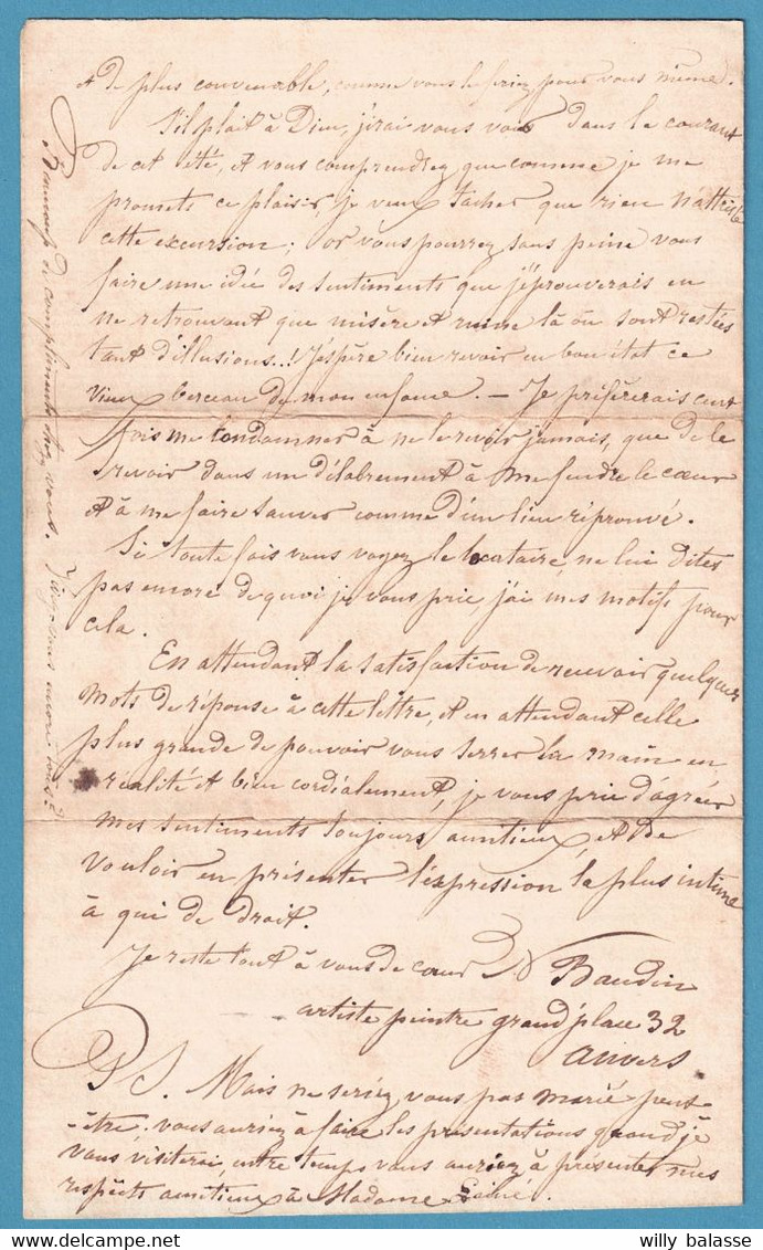 Doc D'Anvers Signé Baudin (peintre) Avec N°7 Neuf (Dft) Pour La Réponse. - 1851-1857 Medallions (6/8)