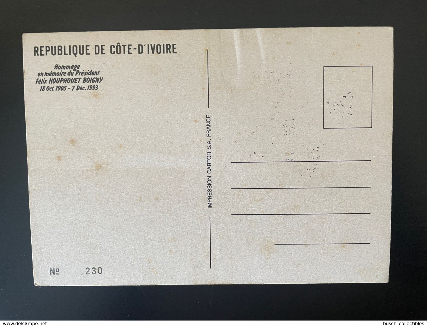 Côte D'Ivoire Ivory Coast 1994 Mi. 1113 Carte Maximum Hommage Felix Houphouet Boigny Président - Ivory Coast (1960-...)