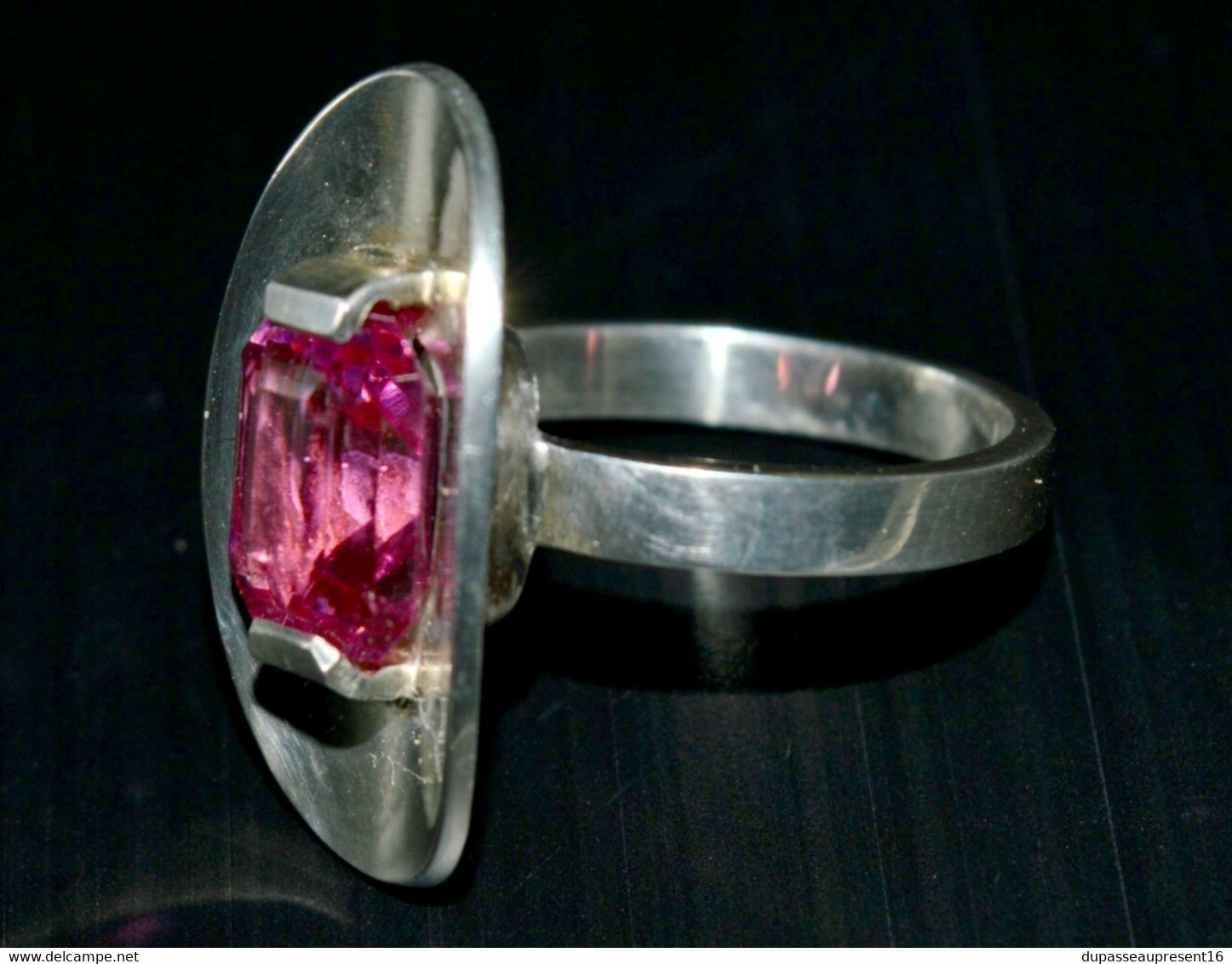 BELLE BAGUE ANNEES 70 ARGENT & BELLE PIERRE AGATE CREATION JOAILLIER Jzt Bijou COLLECTION BIJOU VINTAGE VITRINE - Ring