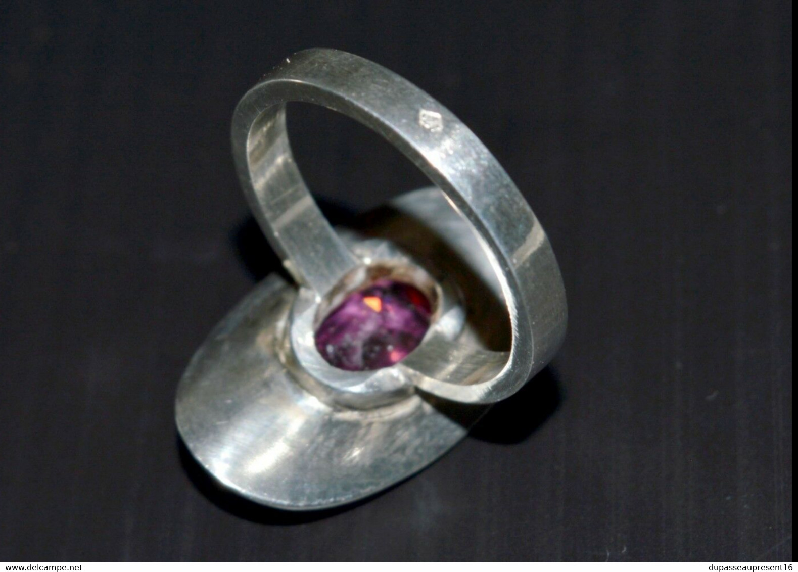 BELLE BAGUE ANNEES 70 ARGENT & BELLE PIERRE AGATE CREATION JOAILLIER Jzt Bijou COLLECTION BIJOU VINTAGE VITRINE - Rings