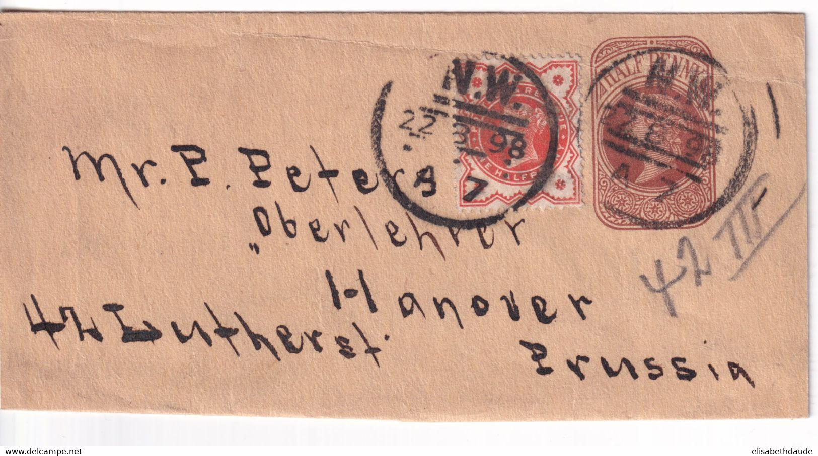 1898 - GB - BANDE ENTIER => HANNOVER (GERMANY) - Lettres & Documents