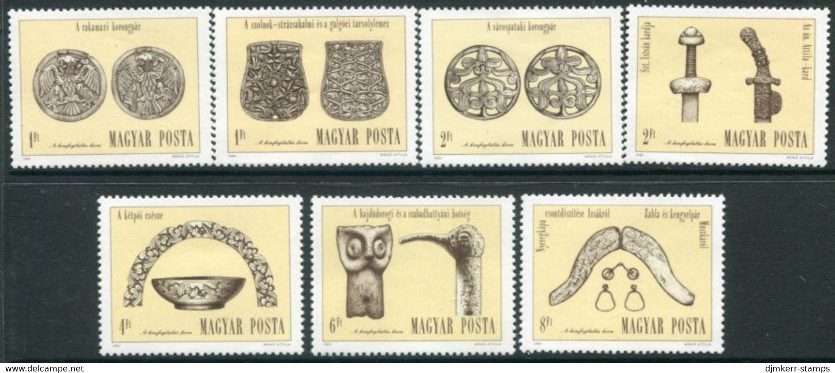 HUNGARY 1984 Art Of The Magyar Conquest MNH / **.  Michel 3873-79 - Unused Stamps