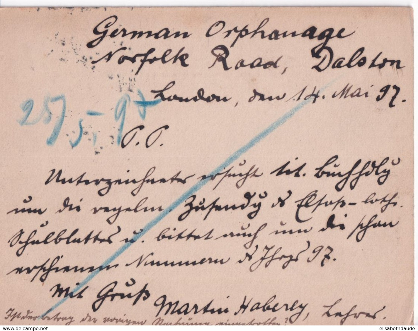 1897 - GB - CARTE ENTIER De LONDON => STRASBOURG (ALSACE ALLEMANDE) - Storia Postale