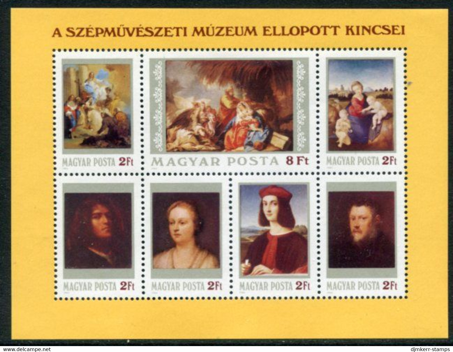 HUNGARY 1984 Paintings Stolen From The Museum Of Fine Art Block MNH / **.  Michel Block 170A - Blocks & Kleinbögen