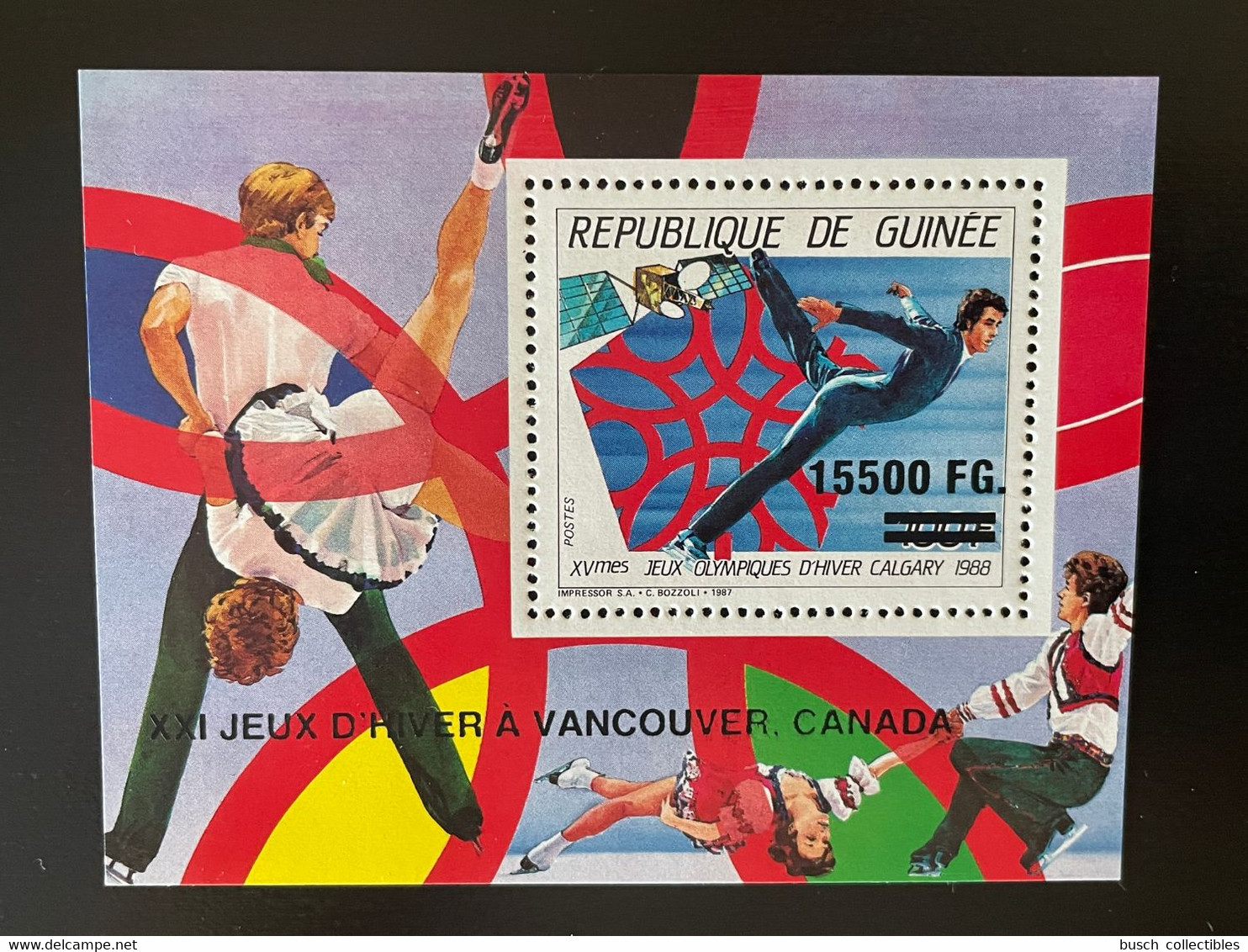 Guinée Guinea 2009 Mi. Bl. 1723 Surchargé Overprint Winter Olympic Calgary 1988 Vancouver 2010 Jeux Olympiques Skating - Winter 1988: Calgary