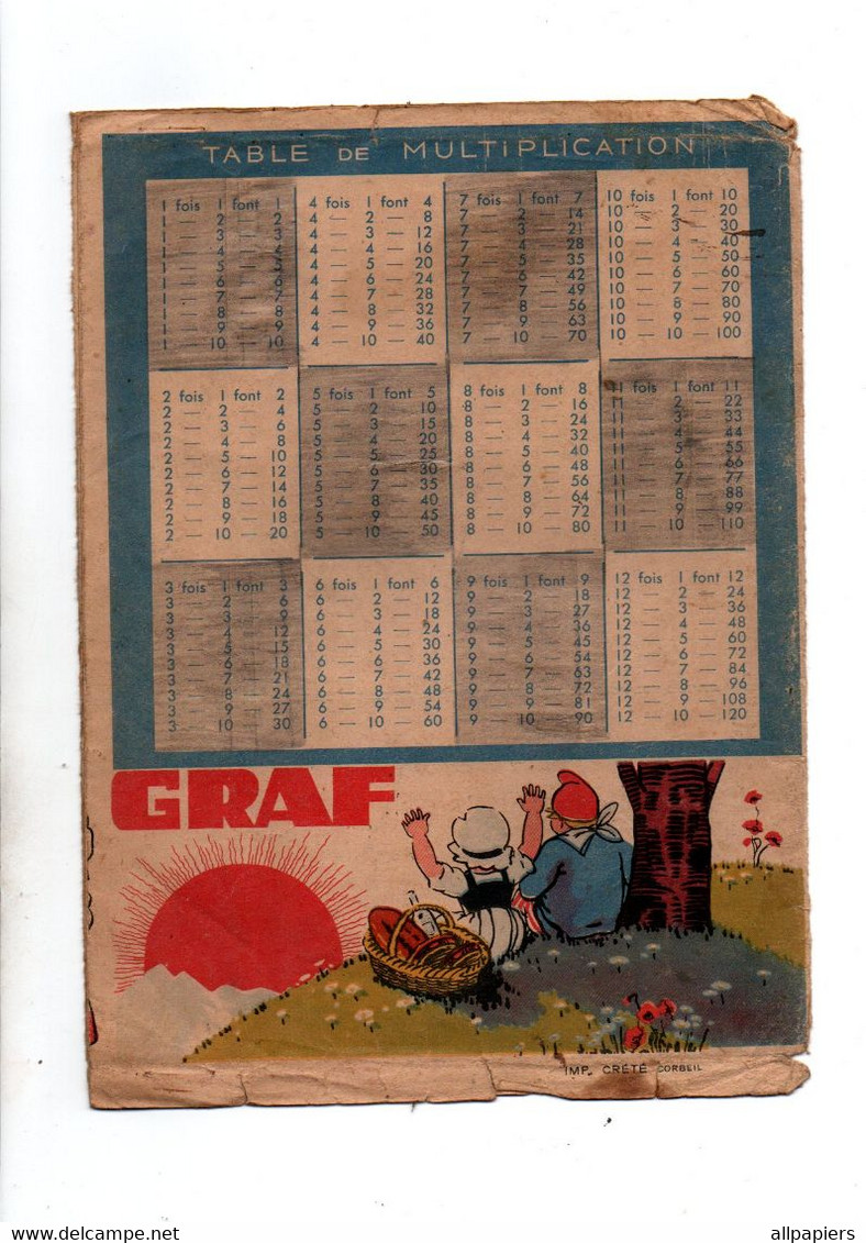 Protège-cahiers GRAF Avec Table De Multiplication Au verso - Format : 24x18 cm - Coberturas De Libros