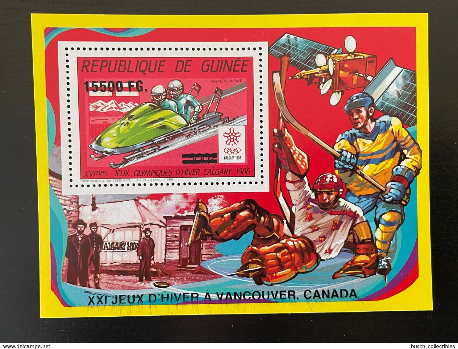 Guinée Guinea 2009 Mi. Bl. 1727 Surchargé Overprint Winter Olympic Calgary 1988 Vancouver 2010 Jeux Olympiques Bobsleigh - Inverno1988: Calgary