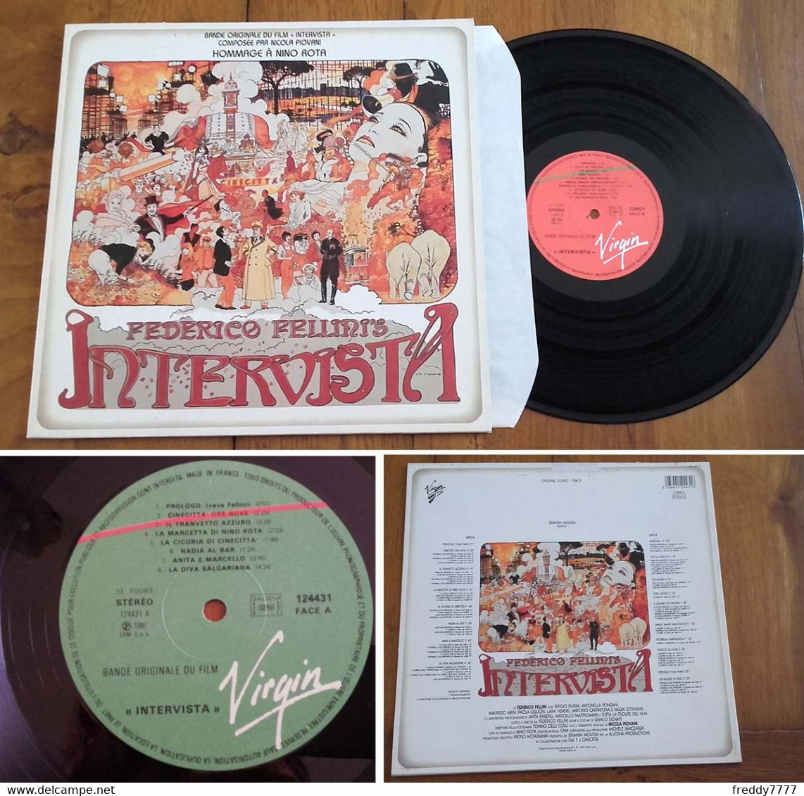 RARE French LP BOF OST 33t RPM (12") "INTERVISTA" (Federico Fellini, 1987) - Musica Di Film
