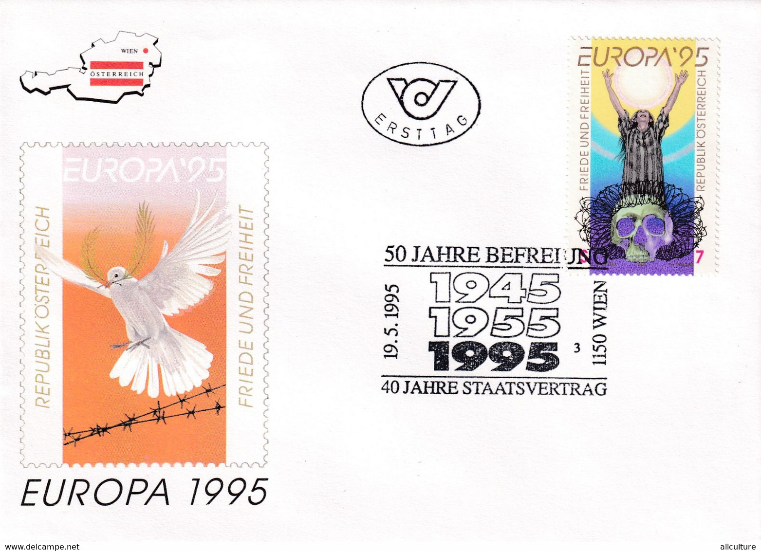 A8191 - EUROPA '95 PEACE AND FREEDOM, ERSTTAG 1995  REPUBLIC OESTERREICH USED STAMP ON COVER AUSTRIA - Storia Postale