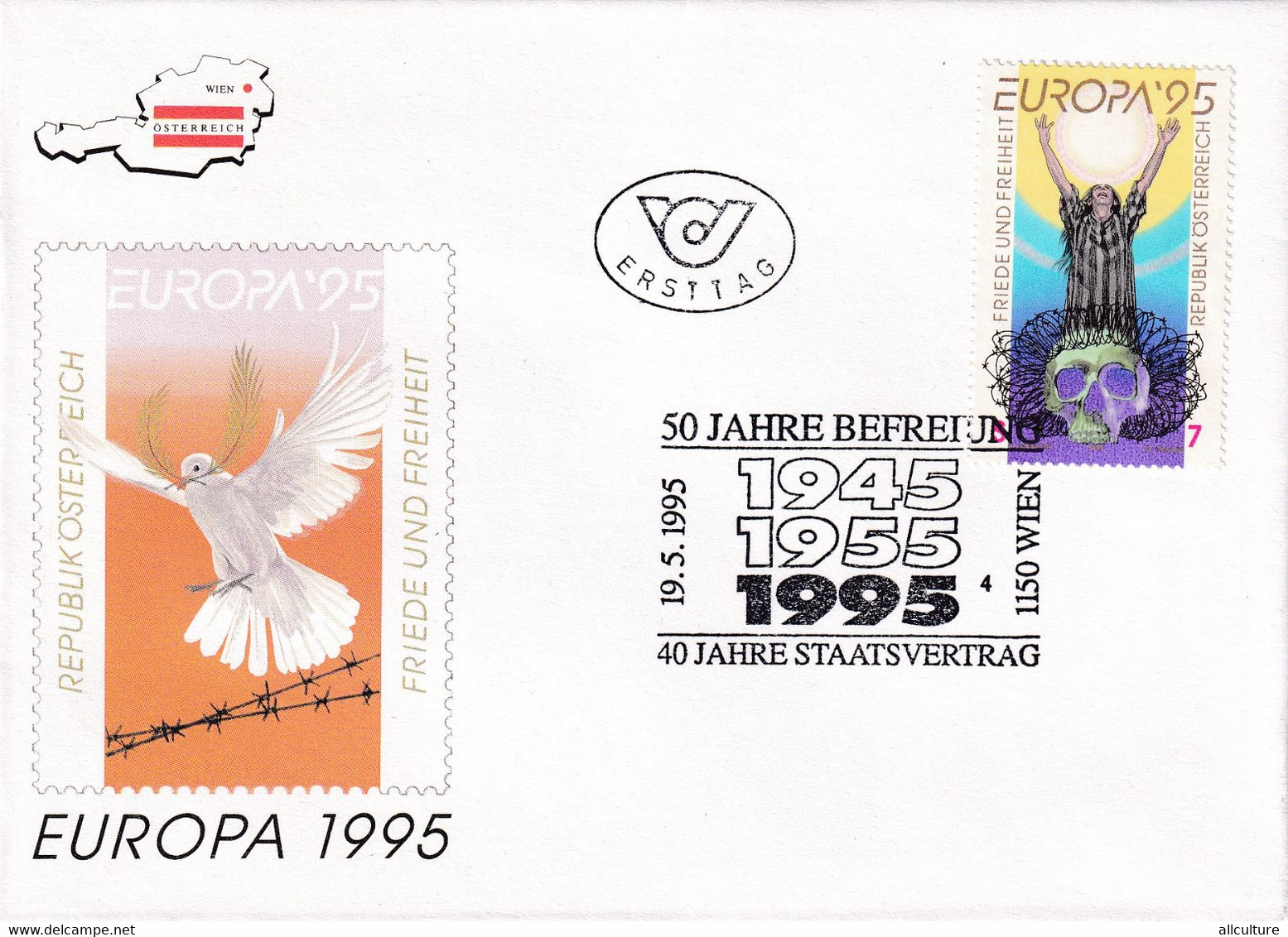 A8192 - EUROPA '95 PEACE AND FREEDOM, ERSTTAG 1995  REPUBLIC OESTERREICH USED STAMP ON COVER AUSTRIA - Covers & Documents