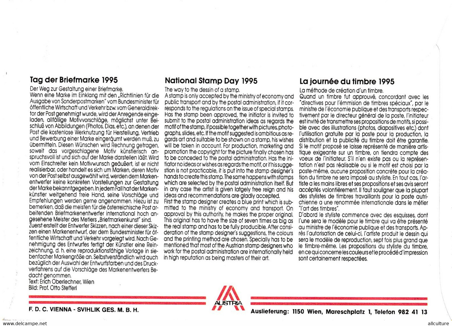 A8198 - ERSTTAG, NATIONAL STAMP DAY 1995  REPUBLIC OESTERREICH USED STAMP ON COVER AUSTRIA - Brieven En Documenten