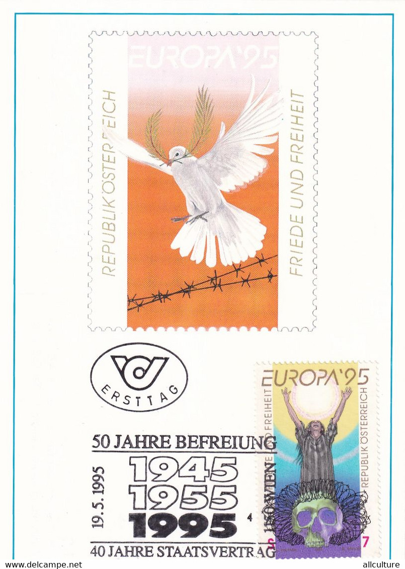 A8204- EUROPA '95, VIENNA PEACE AND FREEDOM MAXIMUM CARD  REPUBLIC OESTERREICH USED STAMP ON COVER AUSTRIA - Cartes-Maximum (CM)