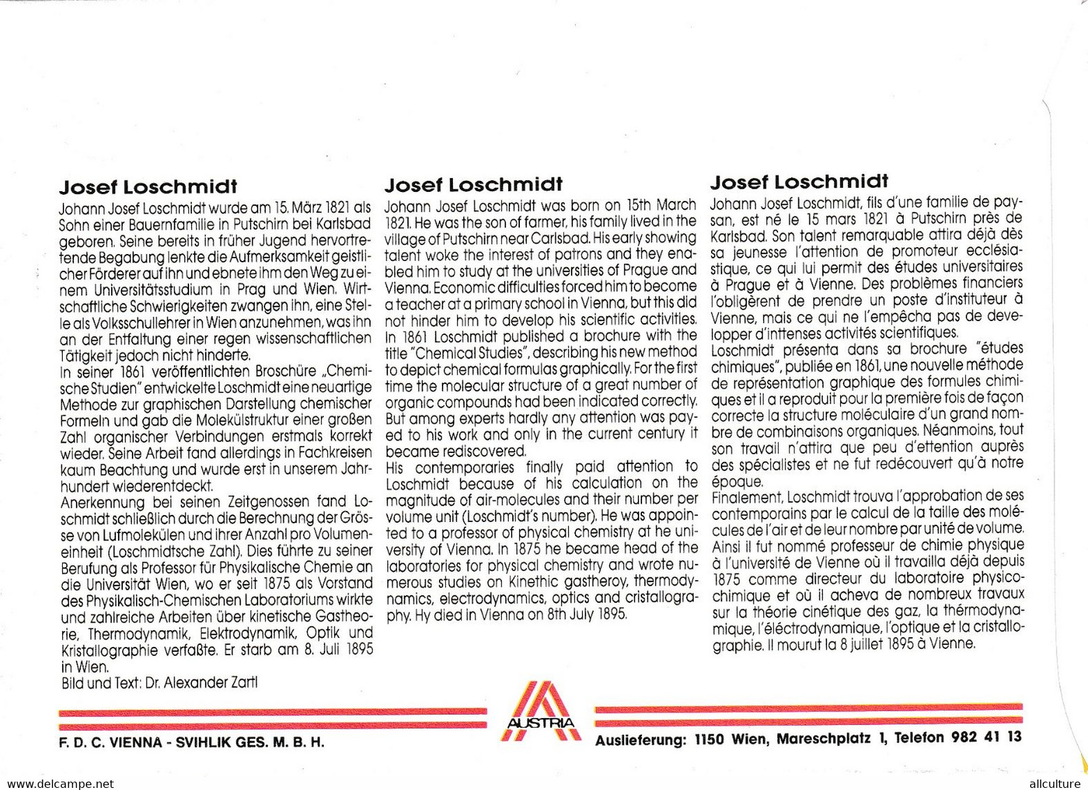 A8205- JOSEF LOSCHMIDT SCIENTIST, 1995 REPUBLIC OESTERREICH USED STAMP ON COVER AUSTRIA - Storia Postale