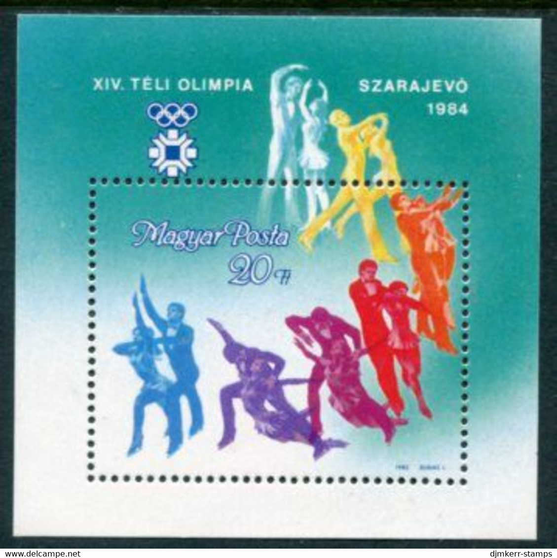 HUNGARY 1983 Winter Olympics, Sarajevo Block MNH / **.  Michel Block 169A - Unused Stamps