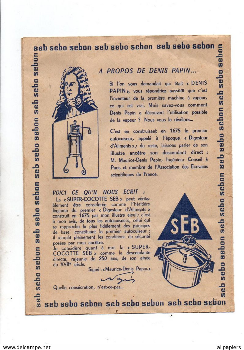 Protège-cahiers Super-cocotte SEB Et Au Verso A Propos De Denis Papin - Format : 24x18 cm - Protège-cahiers