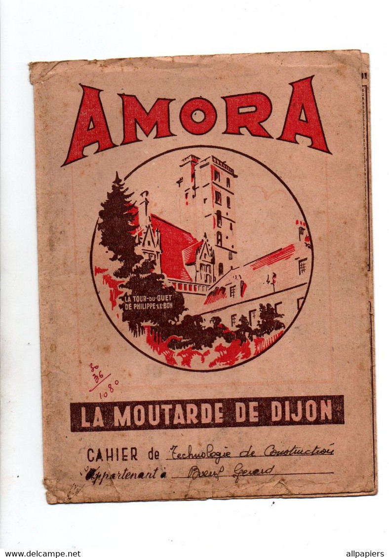 Protège-cahiers Amora La Moutarde De Dijon Avec Descriptif De La Ville De Dijon Au Verso - Format : 24x18 cm - Protège-cahiers