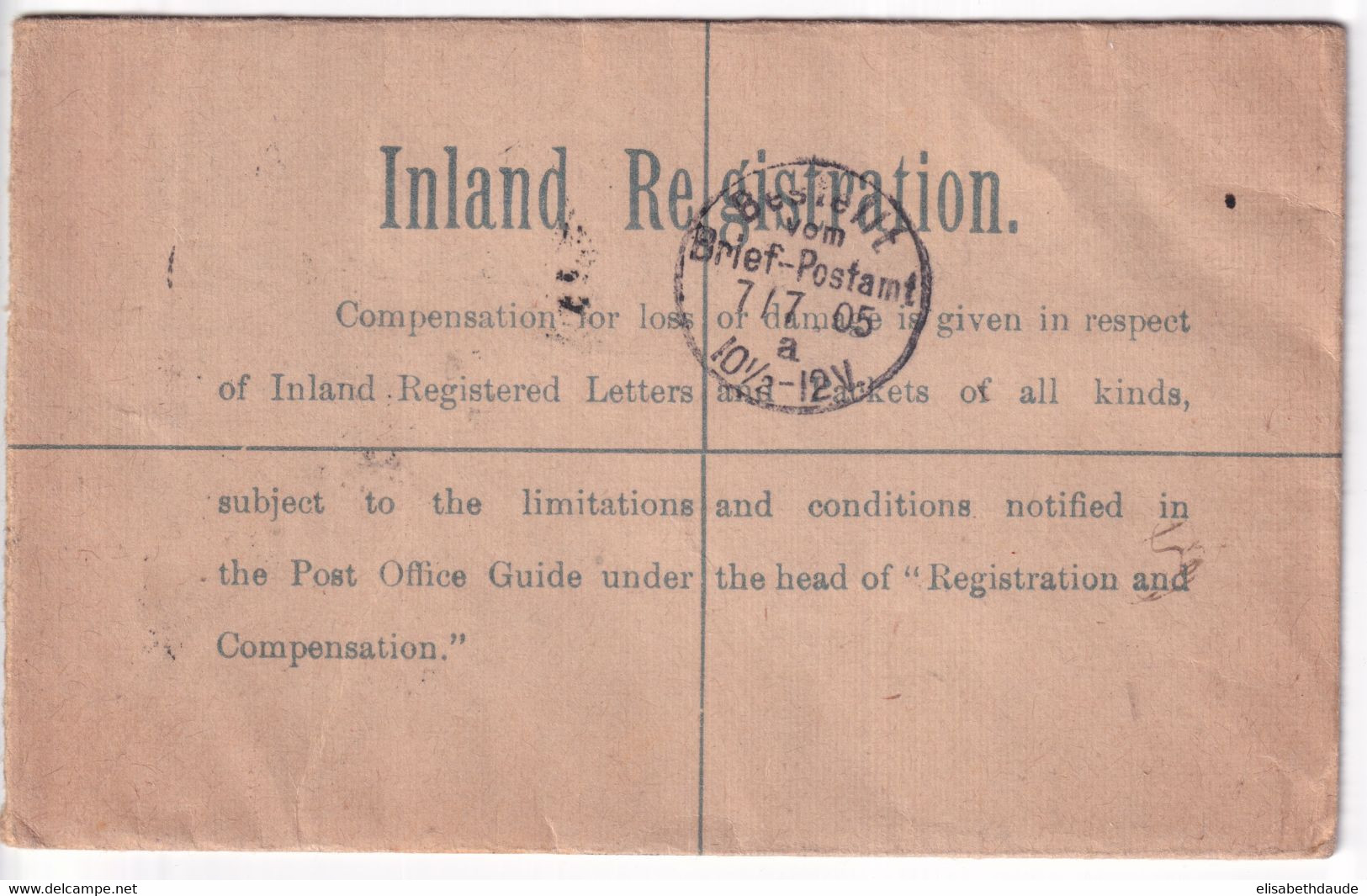 GB - 1905 - BEL AFFRANCHISSEMENT TRICOLORE Sur ENVELOPPE ENTIER RECOMMANDEE De BRADFORD => BERLIN - Lettres & Documents