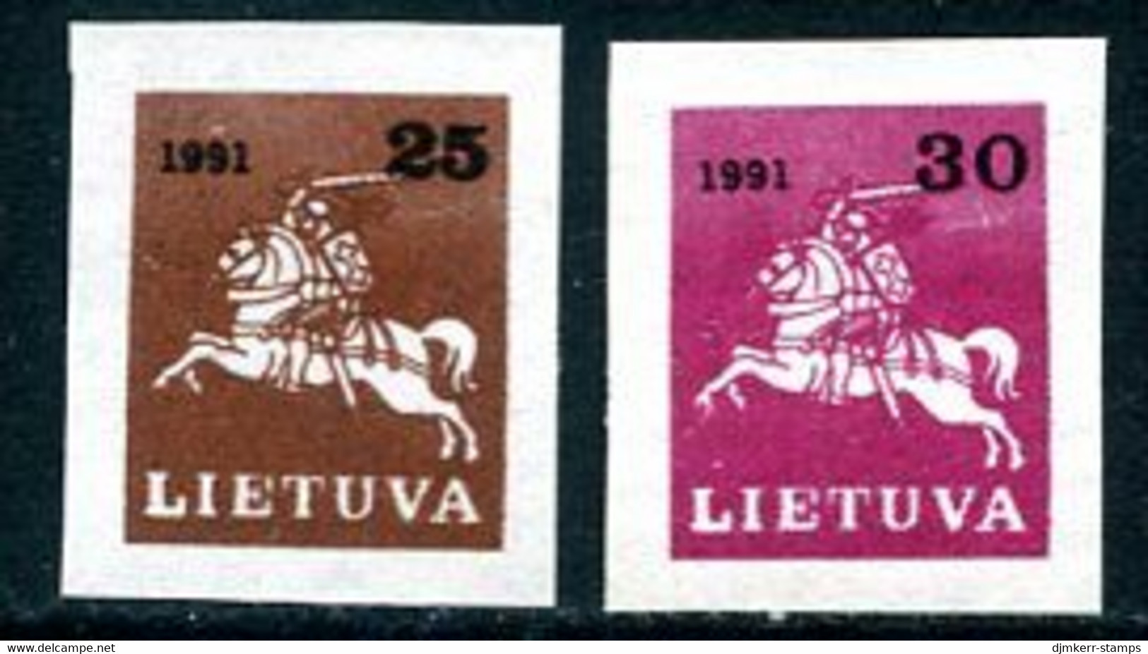 LITHUANIA 1991 Lithuanian Knight Definitive Imperforate MNH / **.  Michel 480-81 - Litouwen
