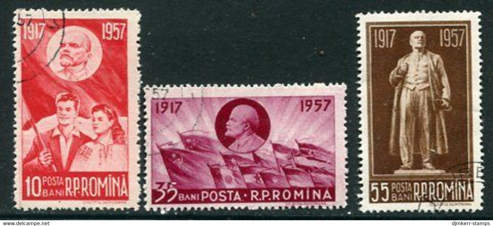 ROMANIA 1957 October Revolution Anniversary Used.  Michel 1674-76 - Usado