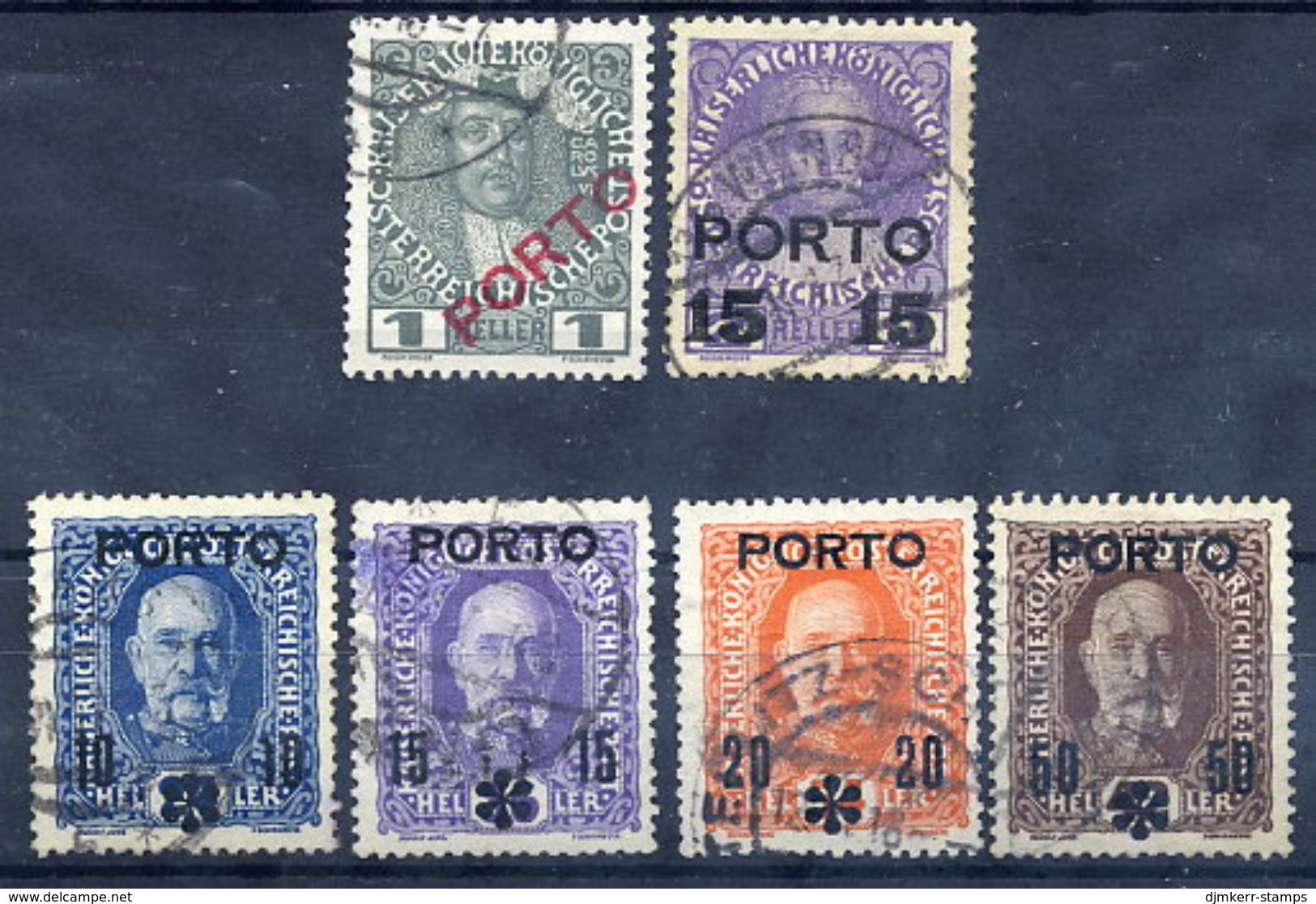 AUSTRIA 1916-17 Postage Due Overprint Set Used.  Michel 58-63 - Taxe