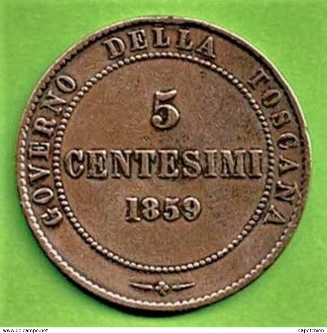 GOVERNO DELLA TOSCANA / VITTORE EMANUELE RE ELETTO / 5 CENTESIMI 1859 - Tuscan