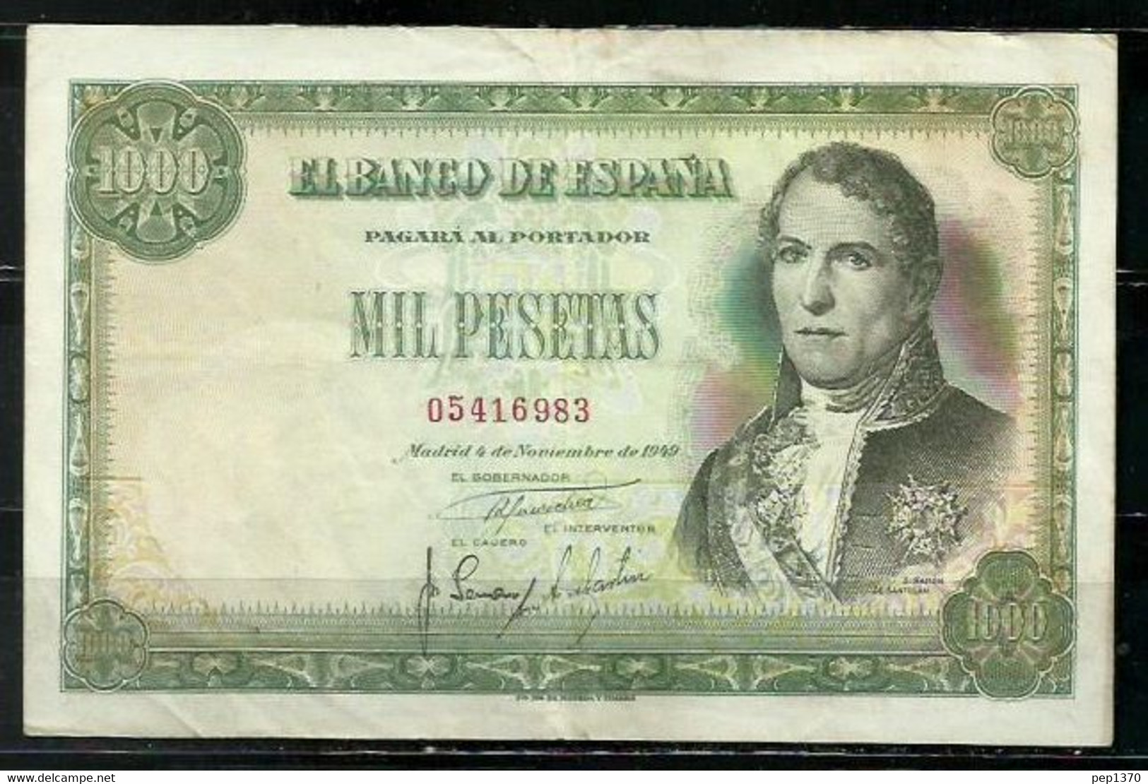 BILLETE DE 1000 PESETAS DE 1949 - RAMON DE SANTILLAN - SIN SERIE - 500 Pesetas