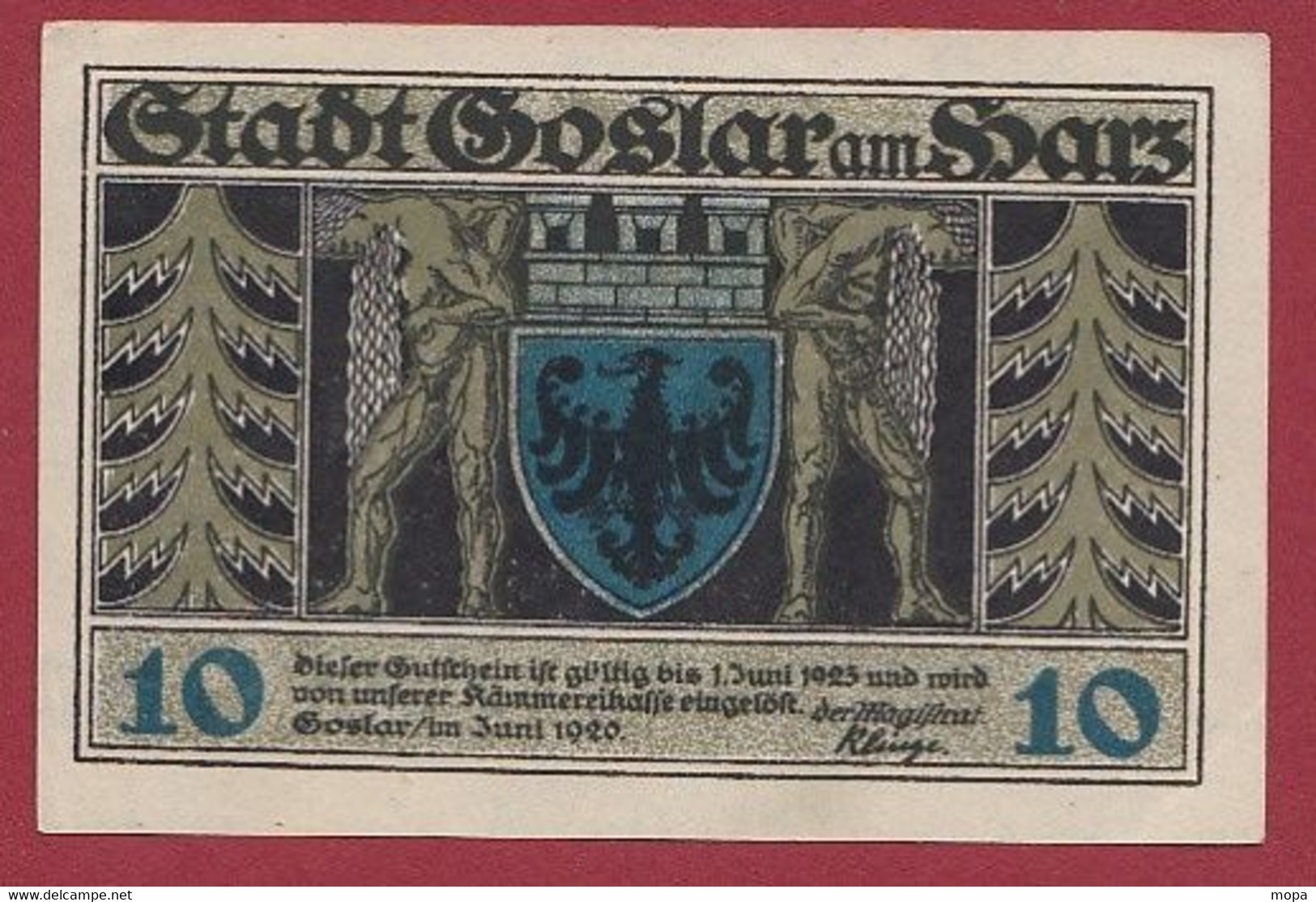 Allemagne 1 Notgeld  De 10 Pf Stadt  Goslar Am Harz  (RARE) Dans L 'état   Lot N °226 - Verzamelingen