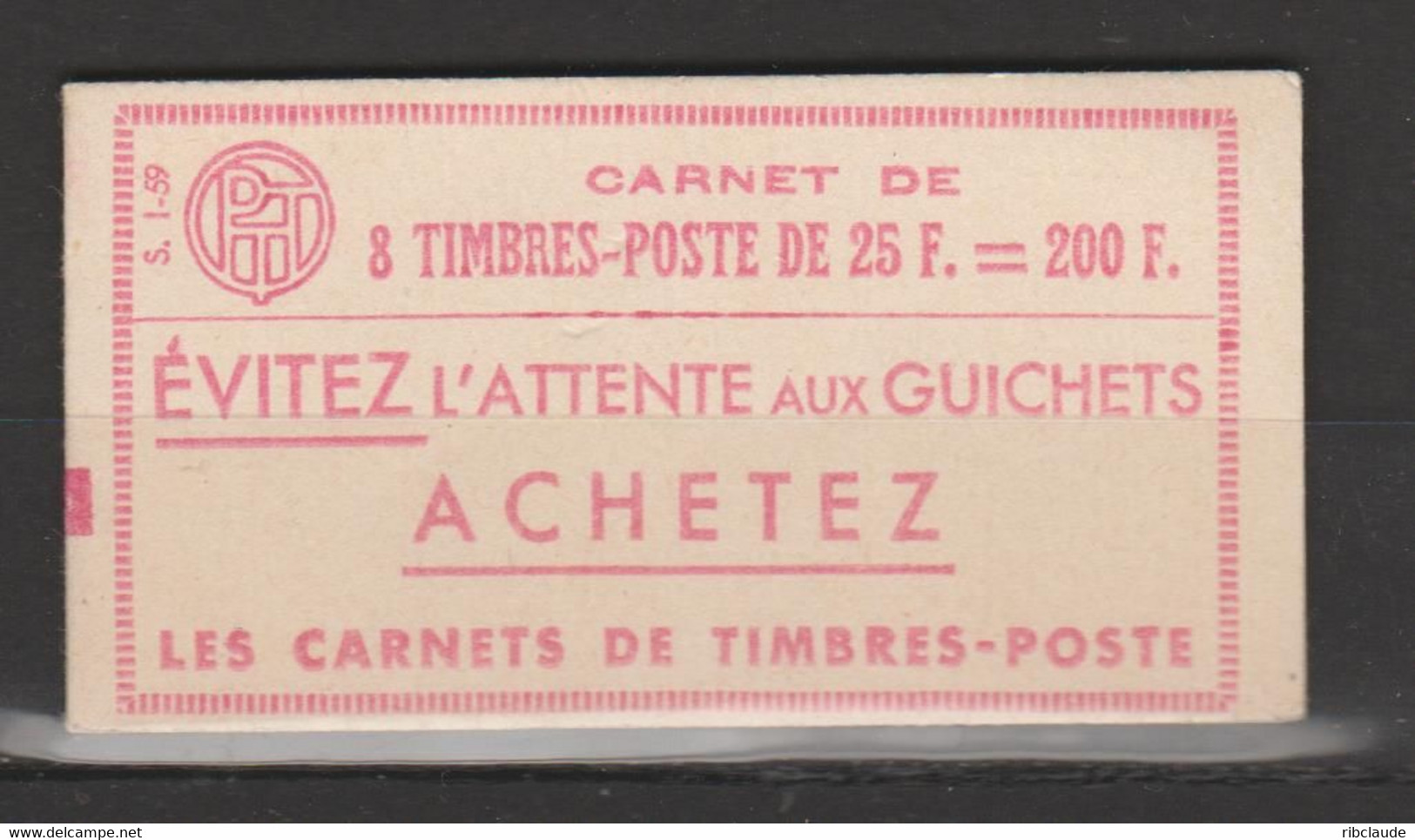 25f Rouge Carnet C1  De 8 Timbres - Alte : 1906-1965