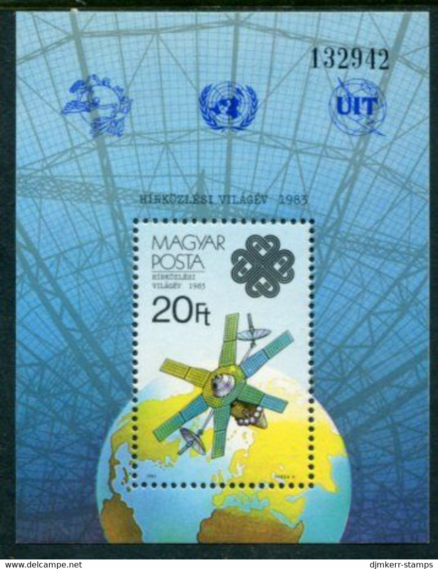 HUNGARY 1983 World Communications Year Block MNH / **.  Michel Block 167A - Unused Stamps