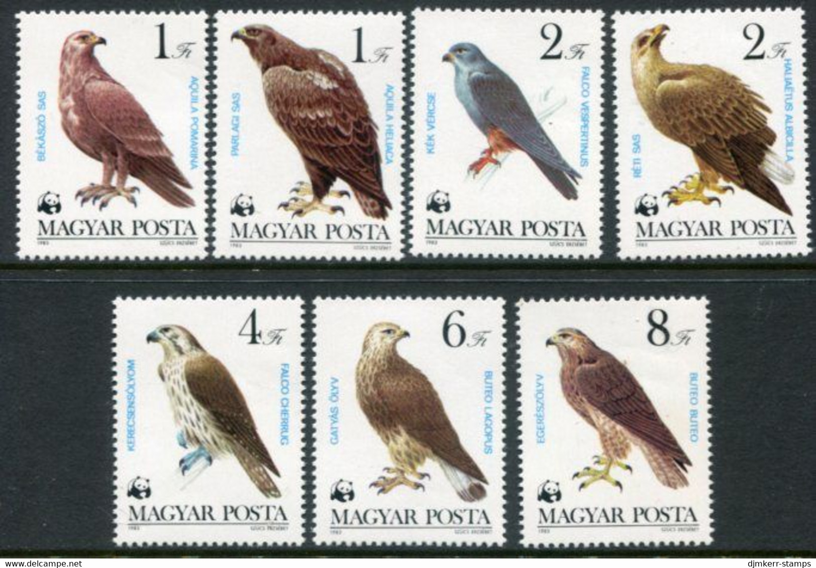 HUNGARY 1983 WWF: Birds Of Prey MNH / **.  Michel  3624-30 - Neufs