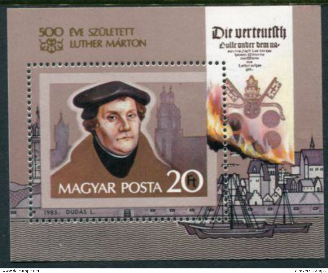 HUNGARY 1983 Luther Quincentenary Block MNH / **.  Michel  Block 165A - Ongebruikt