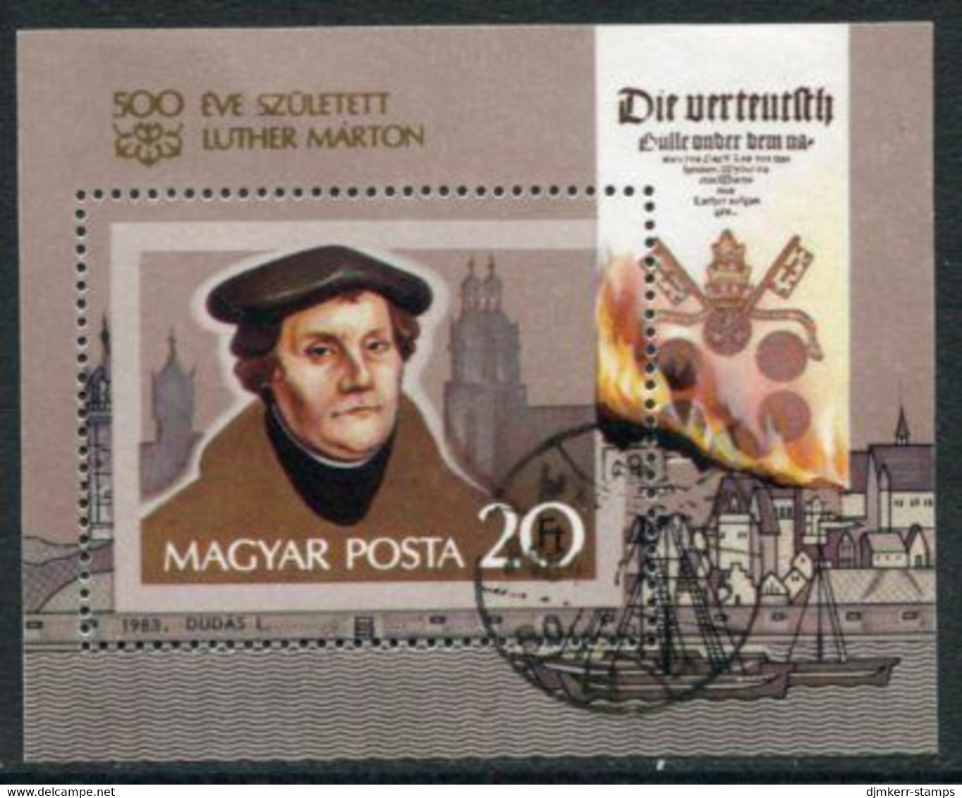 HUNGARY 1983 Luther Quincentenary Block Used.  Michel  Block 165A - Used Stamps