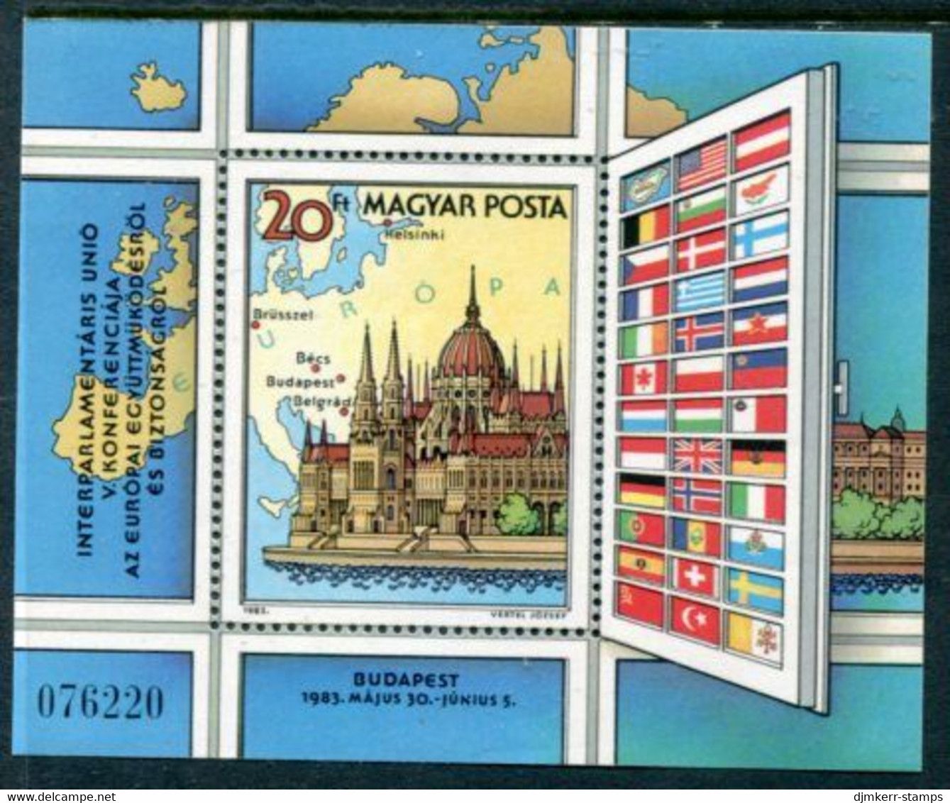 HUNGARY 1983 Interparliamentary Conference Block  MNH / **.  Michel  Block 163A - Unused Stamps