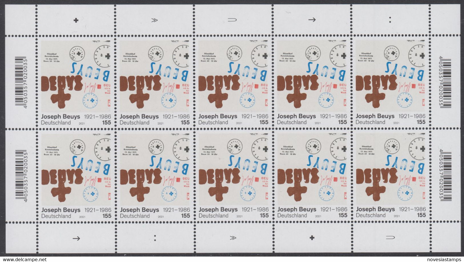 !a! GERMANY 2021 Mi. 3610 MNH SHEET(10) - Joseph Beuys, Artist - 2021-…