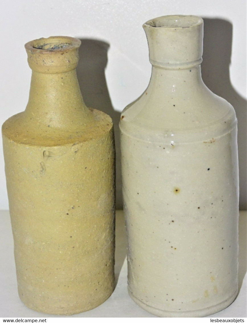 2 BOUTEILLES ANCIENNES Pour ENCRE En GRES FLACON COLLECTION ECRITURE A LA PLUME DECO BUREAU VITRINE - Tinteros