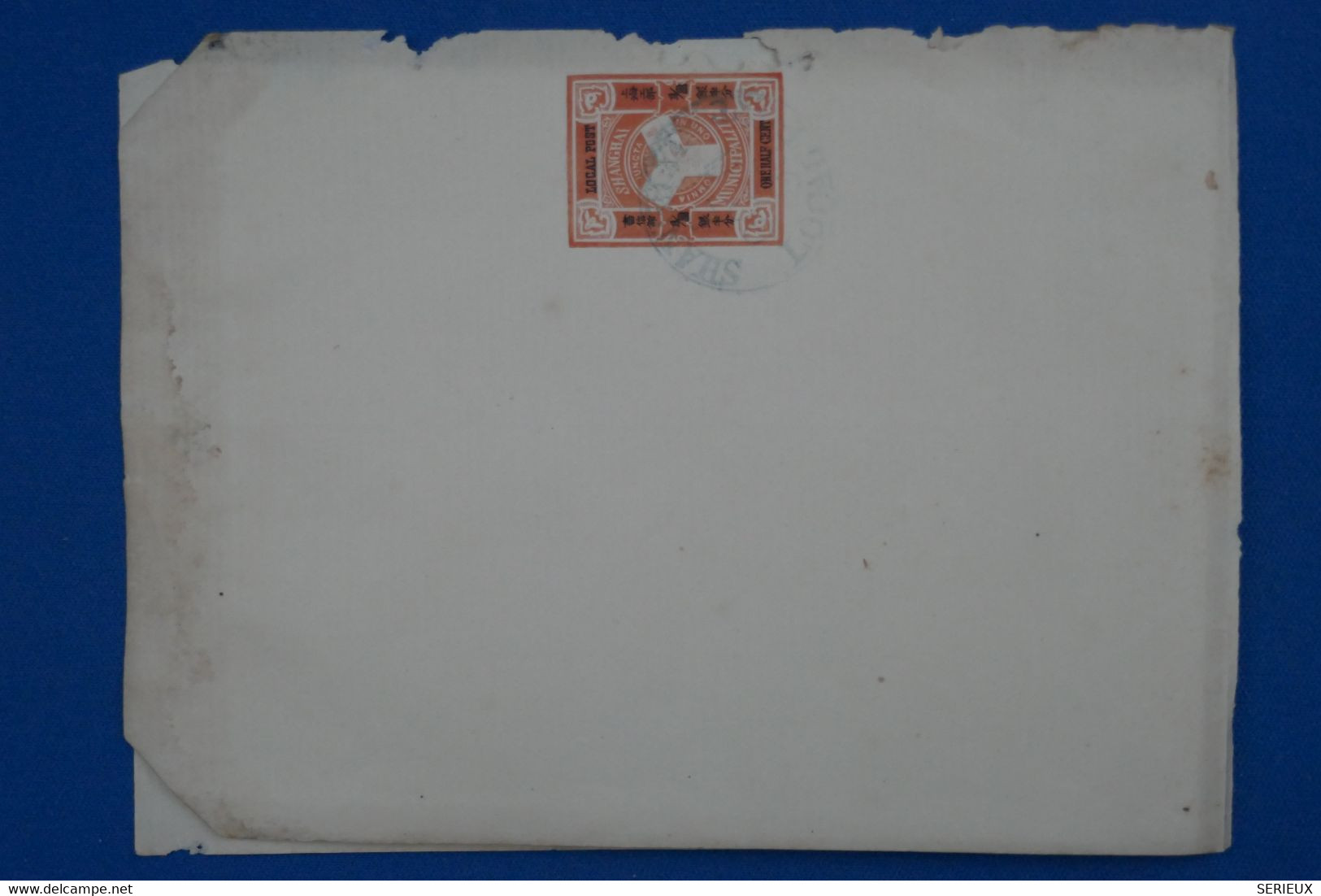 U12 CHINA BELLE LETTRE VERY RARE 1890 CHINE POST LOCAL SHANGHAI MUNICIPALITY   2 CENTS + CACHET BLEU  INTERESSANT - Cartas & Documentos