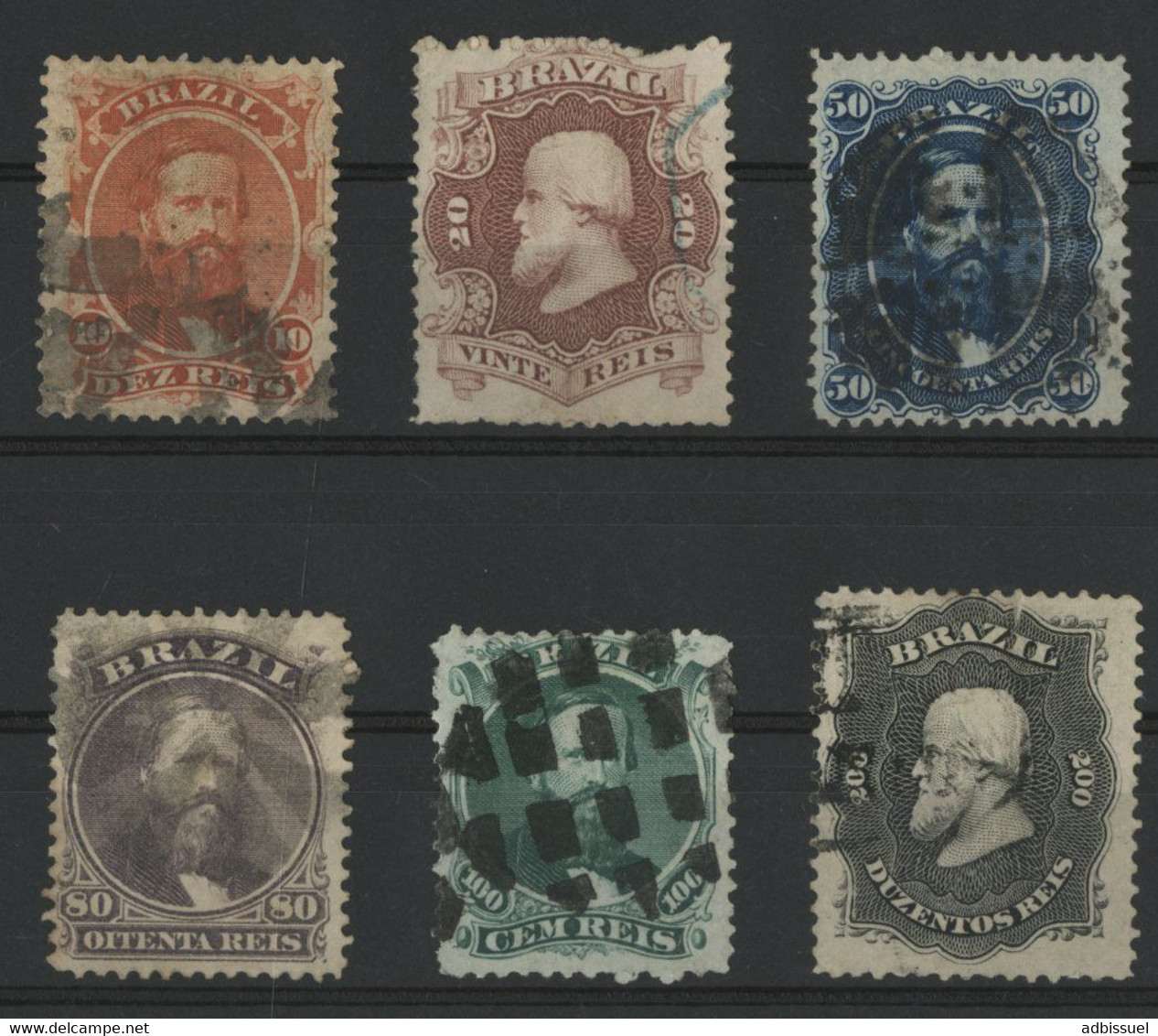 BRESIL / BRAZIL N° 23 à 28 Cote 34 € Oblitérés Type PEDRO II - Used Stamps