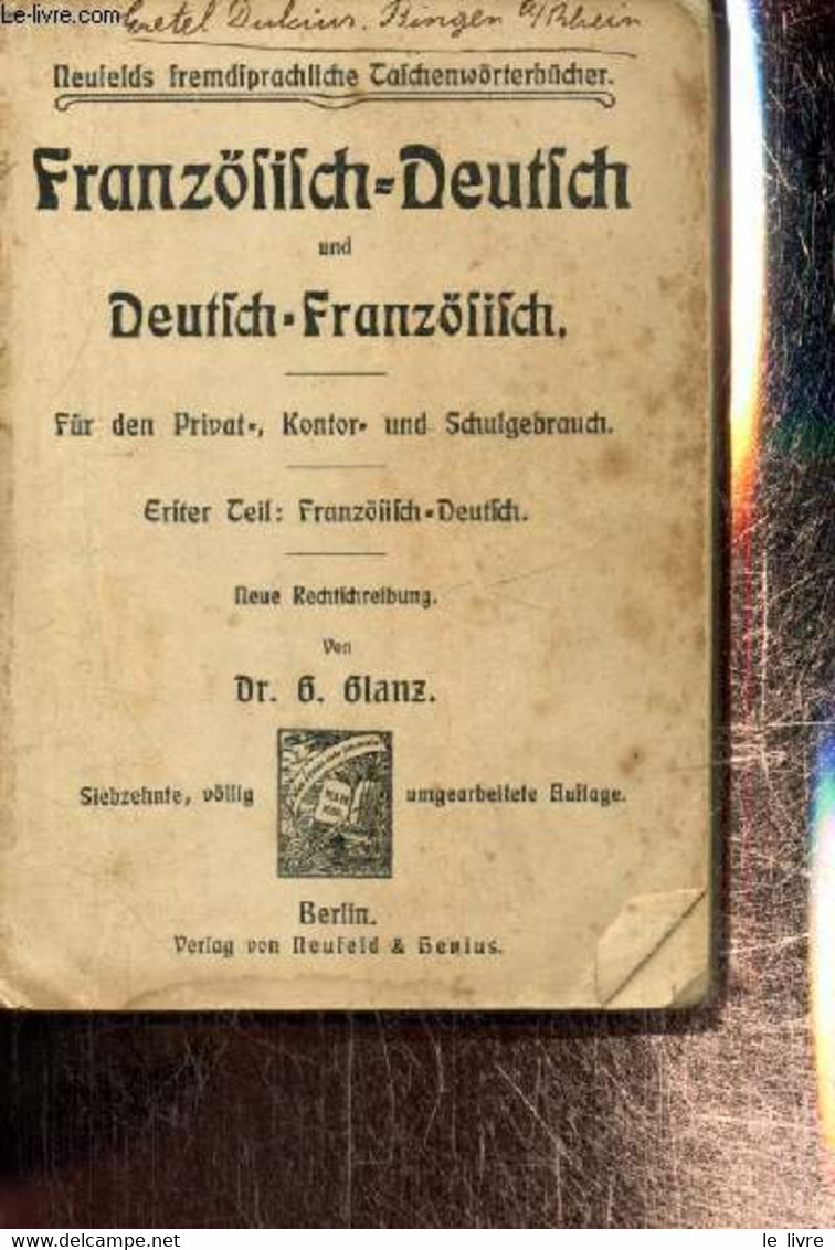 Französisch - Deutsch Und Deutsch - Französisch / Für Den Privat, Kontor Und Schulgebrauch - Dr. G. Glanz - 0 - Atlas