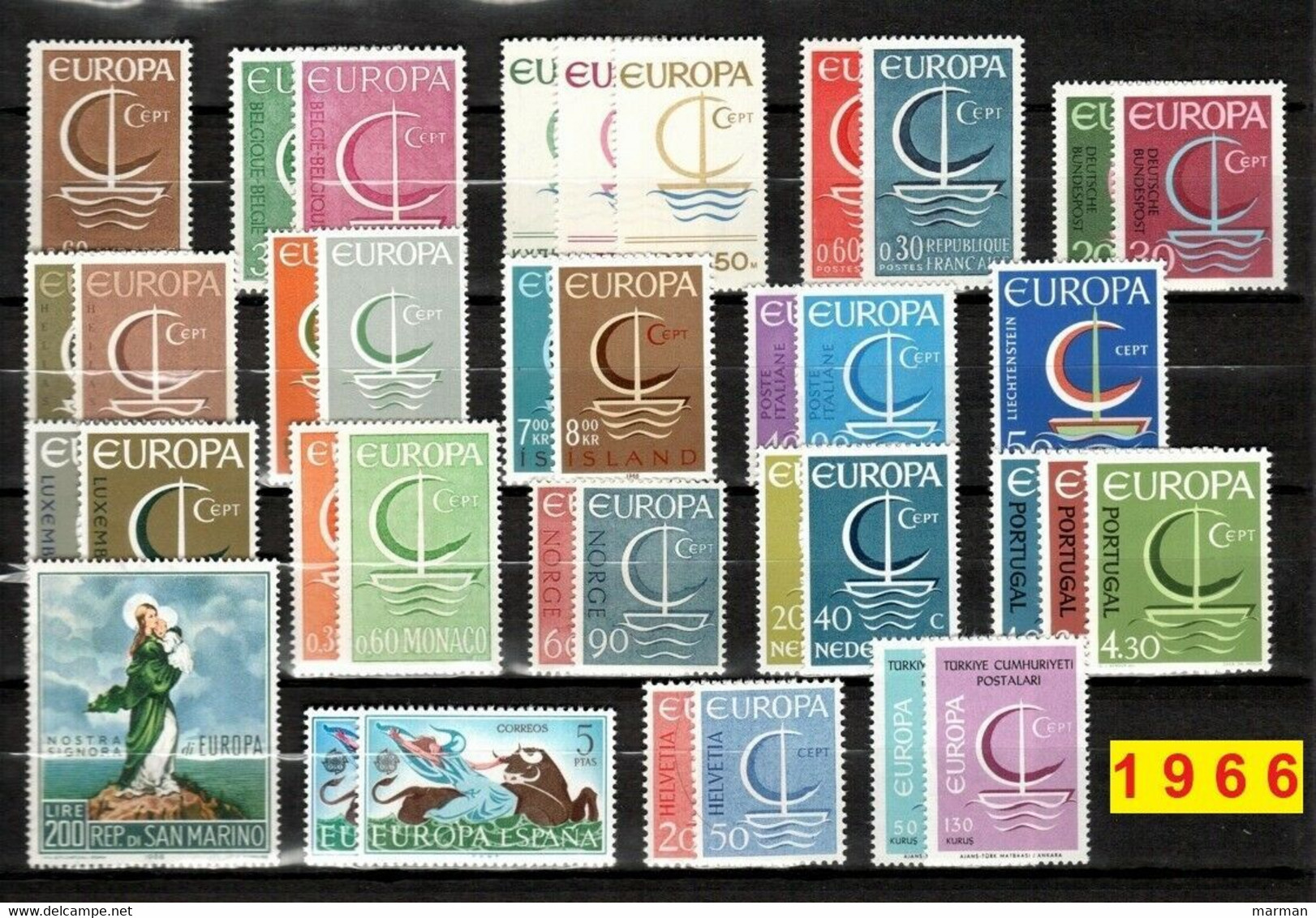 Europa CEPT 1966 Annata COMPLETA 37 Fbolli Nuovi **/MNH - Années Complètes